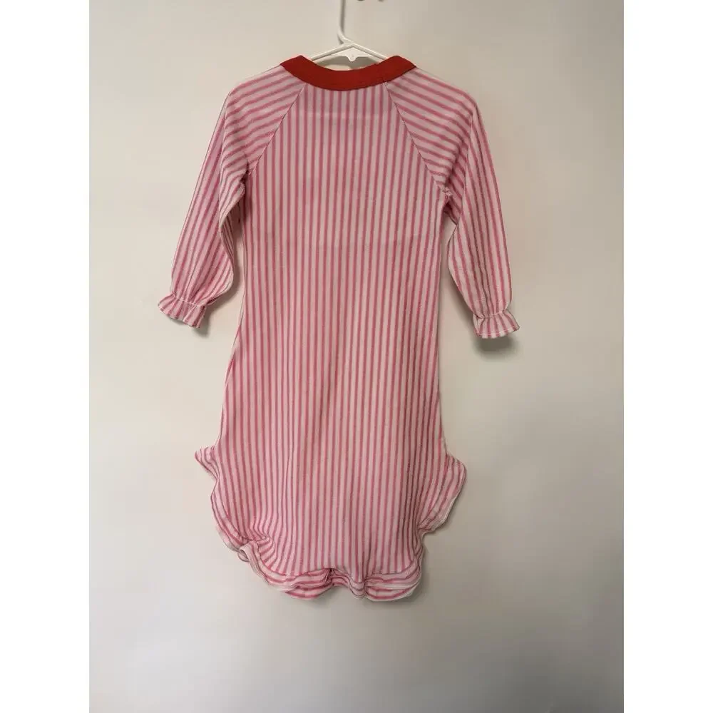Vintage Strawberry Shortcake Pajama Girls Nightgown Sz‎ 6 Flannel 1980s Striped